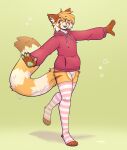 ailurid anthro clothing femboy fleurfurr fur hi_res hoodie legwear male mammal orange_body orange_fur red_panda solo standing thigh_highs topwear torkle