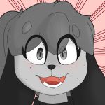  1:1 ambiguous_gender anthro bailey_(switch1e) black_nose blush canid canine canis domestic_dog freckles hi_res looking_at_viewer mammal shih_tzu simple_background smile solo switch1e teeth toy_dog 