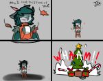  2020 absurd_res anthro autumn christmas christmas_present christmas_tree comic dialogue dragon drinking english_text falling_leaves front_view furniture hi_res holding_mug holidays humor male prate pratelen signature sitting solo sound_effects stool surprise text tree 