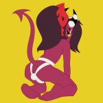 1:1 anthro breasts bulge clothed clothing demon gynomorph helluva_boss hi_res imp intersex jockstrap kamikiller red_body red_skin sallie_may_(helluva_boss) solo topless trans_(lore) trans_woman_(lore) underwear 
