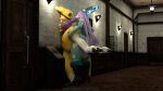 anthro bandai_namco big_butt butt digimon digimon_(species) female female/female hi_res hotel nintendo pinup pokemon pose renamon sex suicune_queen_(artist) wide_hips