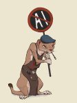  anthro artist black_eyes brown_body brown_fur cicakkia fur male mammal mustelid musteline paint_stain pencil protest_sign sign solo stoat tail true_musteline weasel whiskers 