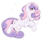  1girl from_side grach449 green_eyes horns long_hair multicolored_hair my_little_pony my_little_pony:_friendship_is_magic no_humans pink_hair purple_hair simple_background single_horn solo sweetie_belle two-tone_hair unicorn white_background white_fur 