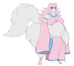  1:1 absurd_res alpha_channel anthro ballerina_shoes balls_outline belly belly_overhang big_belly big_bulge big_butt biped blue_eyes breasts bulge butt chest_tuft claws detailed_bulge eyeshadow feet felid feline femboy fluffy fluffy_tail fur genital_outline hair hi_res huge_bulge hyper hyper_bulge looking_at_viewer makeup male mammal moobs navel overweight overweight_male penis_outline pink_ears pink_hair pink_nose pink_sleeves pinknexxi ray_nexxi simple_background smile solo tail toes transparent_background tuft white_body white_fur wide_hips 