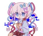  +_+ 1girl :d blonde_hair blood blood_on_clothes blood_on_face blue_bow blue_eyes blue_hair bow cat chinese_commentary chouzetsusaikawa_tenshi-chan commentary_request guro hair_bow highres intestines long_hair long_sleeves looking_at_viewer multicolored_hair needy_girl_overdose open_mouth pien_cat_(needy_girl_overdose) pink_bow pink_hair purple_bow quad_tails sailor_collar smile solo transparent_background xiao_xin_wei_fu 