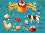  absurdres animal bird bottle butayaro1 cherry chicken cow cup egg egg_(food) flower food food_focus fork fruit highres measuring_cup measuring_spoon milk milk_bottle no_humans original pudding saucepan spoon tea teacup teapot whipped_cream whisk 