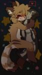  ailurid anthro blush caramellikoy dakimakura fur heart_symbol hi_res hug male mammal orange_body orange_fur pillow red_panda solo torkle 