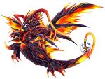  black_skin claws colored_skin commentary digimon digimon_(creature) dragon fiery_wings fire full_body fusion highres koraidon matrixdragonn pokemon pokemon_(creature) simple_background slit_pupils solo spikes volcanicdramon white_background wings yellow_eyes 