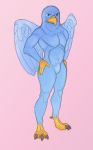  aarakocra absurd_res animal_humanoid anthro avian bird blue_body dungeons_and_dragons feathered_wings feathers hasbro hi_res humanoid labrastroodle male muscular muscular_anthro muscular_male solo solo_focus wings wizards_of_the_coast 