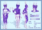  absurd_res anthro cervid cleovelot clouded_leopard english_text felid fur girly hi_res hybrid male mammal model_sheet ne-moru pantherine patterned_fur purple_body purple_fur solo text 