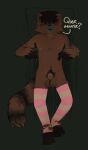  absurd_res animal_genitalia anthro armpit_hair bed blue_nipples blue_nose blue_tongue body_hair brown_body brown_fur clothing facial_tuft fully_sheathed fur furniture genitals hi_res legwear lying male musk musky_cock navel nipples on_back on_bed pink_stockings portuguese_description portuguese_text pubes rvtt sheath solo stockings text thigh_highs tongue torn_clothing torn_legwear torn_stockings translation_check translation_request tuft 