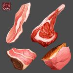  artist_logo bacon beef food food_focus grey_background highres meat no_humans original pork simple_background yuki00yo 