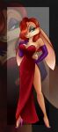 anthro breasts clothing cosplay digital_media_(artwork) disney dress female footwear gabapple gloves green_eyes hair handwear hi_res high_heels jessica_rabbit lagomorph leporid mammal rabbit red_hair solo who_framed_roger_rabbit