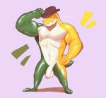 absurd_res alligator alligatorid anthro balls biceps bodily_fluids candy clothing crocodile crocodilian crocodylid dessert erection food food_creature frohtiart genitals glitch_productions gummigoo_(tadc) gummy_(food) gummy_creature hat headgear headwear hi_res humanoid humanoid_genitalia humanoid_penis living_candy male mammal muscular muscular_anthro muscular_male nude pecs penis reptile scalie smile solo sweat tail the_amazing_digital_circus