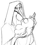 2022 anthro avian beak bear bird black_and_white care_bears cheer_bear claws cloak clothed clothed_anthro clothing crossover digital_drawing_(artwork) digital_media_(artwork) eyebrows eyelashes featureless_feet featureless_hands feet female_(lore) finger_claws fingers front_view half-length_portrait holding_object holding_plushie holding_teddy_bear hood inanimate_object kaijinapple long_beak looking_at_object male male_(lore) mammal monochrome plushie portrait round_ears scp-049 scp_foundation simple_background sketch solo teddy_bear three-quarter_view white_background