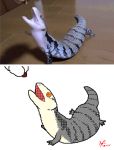  &lt;3 ambiguous_gender animated black_body black_scales eating feral grey_body grey_scales grey_tail keke_(artist) lizard low_res open_mouth reptile scales scalie short_playtime skink slurping striped_body striped_scales stripes tongue 