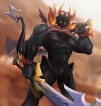  anthro biceps black_body dark_inferno heart_marking heartless humanoid_hands kingdom_hearts male melee_weapon muscular muscular_anthro muscular_male muscular_thighs orange_spikes pecs scalie small_wings solo spiked_tail spikes spikes_(anatomy) square_enix sword video_games vinnyboi weapon wings yellow_eyes 