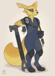  2020 5_fingers anthro black_nose canid canine clothed clothing digital_media_(artwork) ezcett fennec fingers fox hi_res male mammal solo standing 