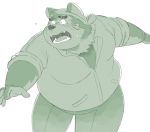  2020 anthro belly blush canid canine canis clothing domestic_dog hi_res kemono live-a-hero male mammal mokdai overweight overweight_anthro overweight_male shirt simple_background solo sv_grart topwear video_games white_background 