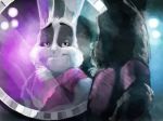  2019 bedroom_eyes eg_keller fur happy lagomorph leporid looking_at_reflection male mammal marlon_bundo mirror narrowed_eyes official_art rabbit reflection seductive semi-anthro smile smirk solo vanity_mirror white_body white_fur 