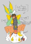  anthro balls big_balls big_penis duo english_text female fleur-de-lis genitals hi_res huge_balls huge_penis hyper hyper_genitalia larger_male male male/female markings nintendo penis pok&eacute;mon pok&eacute;mon_(species) scrafty serperior shewiff size_difference smaller_female text tight_fit video_games 