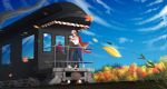  absurd_res anthro autumn breasts cuddling duo female hi_res leaf male pewas sky train vehicle 