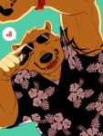  &lt;3 ... 2020 anthro blue_background clothing cute_fangs eyes_closed eyewear kemono kotori male mammal polar_bear shirt simple_background solo sunglasses topwear ursid ursine 