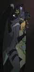  against_surface against_wall ahoge anal anal_penetration anthro anthro_penetrating anthro_penetrating_humanoid anthro_penetrating_male ayz0 ayz0z big_dom_small_sub blush bodily_fluids bovid breath caprine caprine_demon claws countershading cum cum_on_hand curved_horn demon dominant duo eyes_closed finger_claws from_behind_position fur genital_fluids gloves_(marking) glowing glowing_eyes glowing_mouth green_eyes green_mouth grey_body grey_fur hair handjob_while_penetrating hearts_around_head hi_res horn humanoid humanoid_on_anthro humanoid_penetrated interlocked_fingers male male/male mammal markings membrane_(anatomy) membranous_wings motion_lines multicolored_hair narrowed_eyes nonbinary_(lore) open_mouth penetration raised_wings ren_(ayz0z) satyr scar scars_all_over scars_on_thighs sex size_difference smaller_penetrated speech_bubble striped_horn striped_markings striped_tail stripes tail tail_markings two_tone_hair wing_claws wings wings_folded 