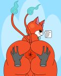 anthro anus balls big_butt blush bodily_fluids butt butt_grab dialogue disembodied_hand domestic_cat faceless_male felid feline felis genitals hand_on_butt hi_res jibanyan lagomorph leporid level-5 looking_at_viewer looking_back male male/male mammal puffy_anus short_stack speech_bubble spread_butt spreading thespiderbunny thick_thighs video_games wide_hips yo-kai_watch 