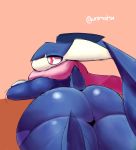  ambiguous_gender amphibian big_butt blue_body blue_skin butt frog greninja hi_res nintendo pok&eacute;mon pok&eacute;mon_(species) red_eyes solo thick_thighs uromatsu video_games wide_hips 