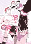  2boys ^_^ abs anal bara biting bulge charlotte_katakuri cheek_biting cheek_pull chest_tattoo closed_eyes clothed_sex collage erection erection_under_clothes grin huge_pectorals male_focus male_underwear monkey_d._luffy multiple_boys muscular muscular_male nipples one_piece open_clothes penis pink_hair pink_theme sekijaku sex sex_from_behind short_hair smile spikes spread_legs stitches sweat tattoo thick_thighs thighs underwear yaoi 