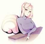  anthro big_breasts breasts cigarette clothed clothing crossed_arms female frenky_hw hair hi_res long_hair mammal rodent sciurid simple_background solo 