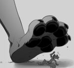  2020 4_toes ambiguous_domination ambiguous_gender ambiguous_species anthro arm_support barefoot beherit biped black_claws black_pawpads bottomwear canid canine claws clothed clothing digital_drawing_(artwork) digital_media_(artwork) domination duo faceless_ambiguous faceless_character fluffy fluffy_tail foot_focus footwear fur fur_tuft grey_background greyscale head_tuft hindpaw imminent_stomp larger_ambiguous larger_anthro looking_up lying macro male mammal micro monochrome nude on_back on_ground open_mouth pants pawpads paws scared shirt shoes side_view simple_background sitting size_difference smaller_anthro smaller_male solo_focus standing stepped_on stepping stomping three-quarter_view toes toony topwear tuft walking wide_eyed 