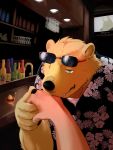  2020 anthro detailed_background eyewear eyewear_on_head hand_holding hi_res humanoid_hands inside kemono kotori male mammal polar_bear solo_focus sunglasses sunglasses_on_head ursid ursine 