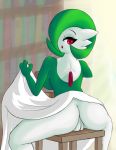  breasts butt clothed clothing clothing_lift dress dress_lift female gardevoir genitals humanoid looking_back nintendo no_underwear not_furry pok&eacute;mon pok&eacute;mon_(species) pussy solo unyin video_games 