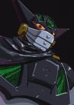  black_getter black_scarf close-up getter_robo highres horns korean_commentary looking_down mecha no_humans red_eyes scarf science_fiction shin_getter_robo solo super_robot superphotrone yellow_sclera 