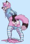  anthro balls blush bodily_fluids bottomwear butt_heart canid canine clothing collar cum cum_from_ass cum_in_ass cum_inside dipstick_ears dipstick_tail fox genital_fluids genitals hand_on_butt hi_res hoodie hypnosis legwear male mammal mind_control multicolored_ears multicolored_tail neck_tuft open_mouth panties panties_down pink_body pj_(purplejunkie) redfeatherstorm skirt skirt_down solo thigh_highs tongue tongue_out topwear tuft underwear underwear_down 