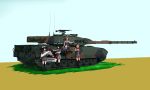  4girls absurdres aqua_eyes black_hair blue_eyes breasts brown_hair cape caterpillar_tracks commentary_request day english_commentary farmuhan glasses grass green_eyes ground_vehicle gun hairband hat highres leopard_1 long_hair machine_gun military military_vehicle motor_vehicle multiple_girls original russian_text short_hair smile tank tank_shell translation_request uniform war_thunder weapon 