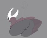 big_butt butt clothed clothing female genitals grey_background hi_res hollow_knight hornet_(hollow_knight) no_underwear pussy simple_background solo team_cherry unyin vessel_(species) video_games 