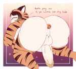 absurd_res big_butt big_penis butt buttplug demon demongirl_demoness genitals helluva_boss hi_res looking_back male mammon_(helluva_boss) overweight overweight_male penis plug_(sex_toy) seductive sex_toy solo stripes wide_hips