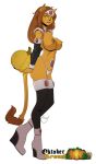  alpha_channel anthro breasts clothing cosplay felid female food fruit hi_res legwear m&#039;ress mammal nipples plant pumpkin simple_background solo tail_tuft thigh_highs transparent_background tuft yawg yellow_eyes 