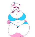  anthro big_breasts bow bra breasts cleavage clothed clothing female giant_panda hand_on_hip hi_res huge_breasts mammal panties panty_pull simple_background slightly_chubby solo thick_thighs underwear unyin ursid white_background 