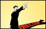  gyakuten_saiban objection open_mouth phoenix_wright pointing simple_background suit wallpaper 