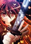  absurdres bel_peol highres red_eyes red_hair school_uniform seifuku serafuku shakugan_no_shana shana sword weapon 