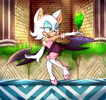  bat breasts emerald_(gem) female fur gem grass kzyune-archives2 mammal master_emerald rouge_the_bat sonic_(series) white_fur 