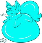  2017 alpha_channel azul_(character) big_tail candy canine coyote feral food food_creature frown inflation jelly living_candy mammal milkpudding signature simple_background solo transparent_background 