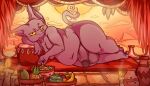  anthro balls banana belly big_butt big_penis butt champa deity dragon_ball dragon_ball_super flaccid food fruit genitals hi_res lying male moobs nude on_side penis plant salamikii slightly_chubby solo 