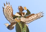  2020 5_fingers anthro avian bird breasts brown_body brown_feathers digital_media_(artwork) eyebrows eyelashes feathered_wings feathers female fingers lunarii non-mammal_breasts smile solo wings 