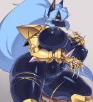  absurd_res anthro big_breasts breasts canid canine cervina7_(artist) female genitals hair hi_res huge_breasts looking_at_viewer mammal nipple_piercing nipples nude piercing pussy solo 