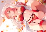  autumn blush bra cropped leaves long_hair navel open_shirt panties pink_hair scan stockings tagme_(artist) tagme_(character) underwear yellow_eyes 